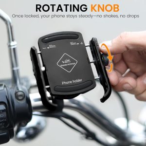 GRAND PITSTOP Mobile Holder for Bikes | (Black - Jaw Grip 360° Rotation) | Phone Mount for Motorcycle, Bicycle, Scooter | GPS Navigation Support | Anti-Slip Clamp | Sturdy Build